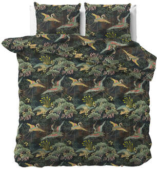 Dekbedovertrek Katoen-Satijn - Bayko - Eenpersoons (140x200 Cm) - Groen & Meerkleurig Katoen-satijn - Natuur & Dieren - Manilla - Dekbed-Discounter.nl Groen,Meerkleurig - 140 x 200/220 cm