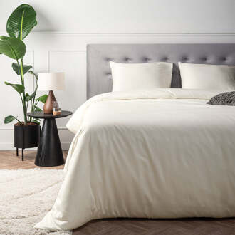 Dekbedovertrek Katoen-Satijn - Crème - Lits-Jumeaux (240x220 Cm) - Crème Katoen-satijn - Effen - Presence - Dekbed-Discounter.nl - 240 x 200/220 cm