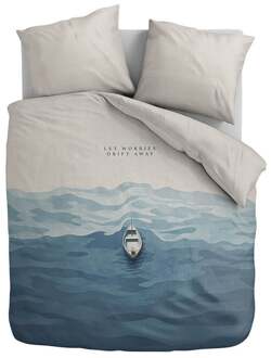 Dekbedovertrek Katoen-Satijn - Drift Away - Lits-Jumeaux (240x220 Cm) - Wit & Blauw & Meerkleurig Katoen-satijn - Landschap - Fresh And Co - Dekbed-Discounter.nl