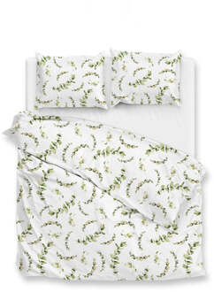 Dekbedovertrek Katoen-Satijn - Eucalia - Tweepersoons (200x200 Cm) - Wit Katoen-satijn - Natuur - Zo!Home - Dekbed-Discounter.nl - 200 x 200/220 cm