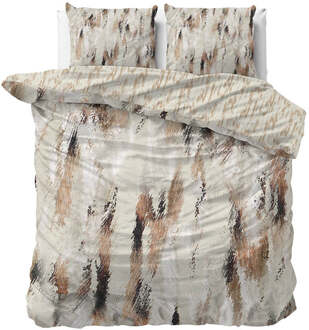 Dekbedovertrek Katoen-Satijn - Eunike - Lits-Jumeaux (240x220 Cm) - Beige Katoen-satijn - - Manilla - Dekbed-Discounter.nl - 240 x 200/220 cm