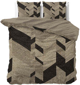 Dekbedovertrek Katoen-Satijn - Helios - Tweepersoons (200x200 Cm) - Zwart & Taupe Katoen-satijn - Kunst - Manilla - Dekbed-Discounter.nl Zwart,Taupe - 200 x 200/220 cm