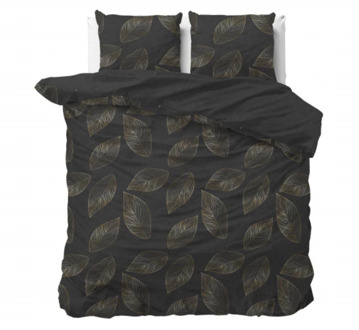 Dekbedovertrek Katoen-Satijn - Martha - Tweepersoons (200x200 Cm) - Antraciet Katoen-satijn - Natuur - Manilla - Dekbed-Discounter.nl