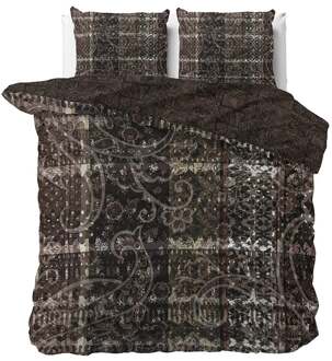Dekbedovertrek Katoen-Satijn - Melania - Lits-Jumeaux (240x220 Cm) - Bruin & Meerkleurig Katoen-satijn - Kunst - Manilla - Dekbed-Discounter.nl