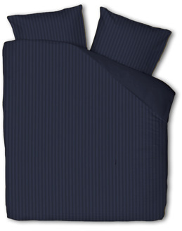 Dekbedovertrek Katoen-Satijn - Satijnstreep - Donkerblauw - Lits-Jumeaux XL (260x200 Cm) - Blauw Katoen-satijn Katoen - Strepen - Presence - Dekbed-Discounter.nl - 260 x 200/220 cm