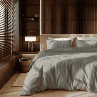 Dekbedovertrek Katoen-Satijn - Satijnstreep - Eenpersoons (140x200 Cm) - Grijs Katoen-satijn - Strepen - Presence - Dekbed-Discounter.nl - 140 x 200/220 cm