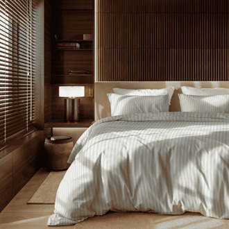 Dekbedovertrek Katoen-Satijn - Satijnstreep - Eenpersoons (140x200 Cm) - Wit Katoen-satijn - Strepen & Hotel Luxe - Presence - Dekbed-Discounter.nl - 140 x 200/220 cm