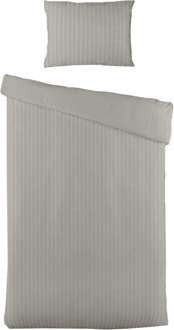 Dekbedovertrek Katoen-Satijn - Satijnstreep - Grijs - Eenpersoons (140x200 Cm) - Grijs Katoen-satijn Katoen - Strepen - Presence - Dekbed-Discounter.nl - 140 x 200/220 cm