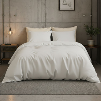 Dekbedovertrek Katoen-Satijn Uni - Wit - Lits-Jumeaux XL (260x200 Cm) - Wit Katoen-satijn - Effen - Presence - Dekbed-Discounter.nl