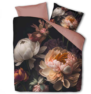 Dekbedovertrek Katoen - Sofia Red - Eenpersoons (140x200 Cm) - Meerkleurig Katoen - Bloemen - Presence - Dekbed-Discounter.nl