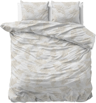 Dekbedovertrek - Leaves Light - Tweepersoons (200x200 Cm) - Wit Microvezel - - Sleeptime Classy - Dekbed-Discounter.nl
