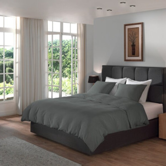 Dekbedovertrek Linnen - Beluga Grey - Tweepersoons (200x200 Cm) - Grijs Percale Katoen - Effen - Yellow Suites - Dekbed-Discounter.nl