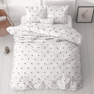 Dekbedovertrek - Love On Love - Tweepersoons (200x200 Cm) - Wit Microvezel - - Sleeptime Classy - Dekbed-Discounter.nl
