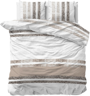 Dekbedovertrek - Loza - Lits-Jumeaux (240x220 Cm) - Groen Microvezel - Strepen - Sleeptime Classy - Dekbed-Discounter.nl