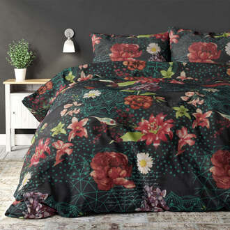 Dekbedovertrek Lucian - Eenpersoons (140x200 Cm) - Meerkleurig & Zwart Polyester-katoen - - Sleeptime Elegance - Dekbed-Discounter.nl