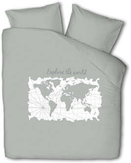 Dekbedovertrek Map Of Dreams - Eenpersoons (140x200 Cm) - Grijs Polyester-katoen - Landschap - Luna Bedding - Dekbed-Discounter.nl