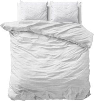 Dekbedovertrek - Menno - Eenpersoons (140x200 Cm) - Wit Microvezel - - Sleeptime Classy - Dekbed-Discounter.nl