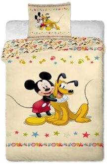 Dekbedovertrek Mickey Mouse en Pluto 140x200cm