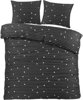 Dekbedovertrek Milou - /wit - 200x220 Cm - Polyester - Zwart