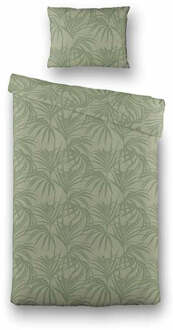 Dekbedovertrek Mink Palms - Jade - Eenpersoons (140x200 Cm) - Groen Microvezel - Natuur - Fresh And Co - Dekbed-Discounter.nl - 140 x 200/220 cm