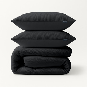 Dekbedovertrek Mousseline - Lits-Jumeaux (240x220 Cm) - Donkergrijs Microvezel - Effen - Zydante - Dekbed-Discounter.nl