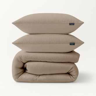 Dekbedovertrek Mousseline - Lits-Jumeaux (240x220 Cm) - Taupe Microvezel - Effen - Zydante - Dekbed-Discounter.nl - 240 x 200/220 cm