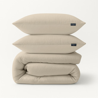 Dekbedovertrek Mousseline - Zand - Tweepersoons (200x200 Cm) - Wit & Grijs & Bruin & Roze & Taupe & Petrol & Off-white Microvezel - Effen - Zydante - Dekbed-Discounter.nl
