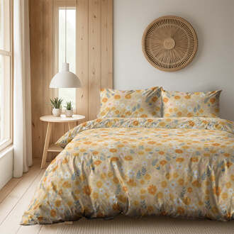 Dekbedovertrek Orange Flower - Lits-Jumeaux (240x220 Cm) - Meerkleurig Microvezel - - Fresh And Co - Dekbed-Discounter.nl