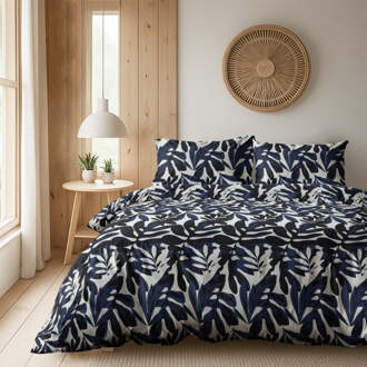 Dekbedovertrek Painted Leafs - Tweepersoons (200x200 Cm) - Meerkleurig Microvezel - - Fresh And Co - Dekbed-Discounter.nl