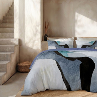 Dekbedovertrek Percale Katoen - Abstract Marble - Blauw - Tweepersoons (200x200 Cm) - Blauw Percale Katoen - Effen - Presence - Dekbed-Discounter.nl - 200 x 200/220 cm