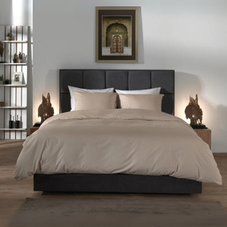 Dekbedovertrek Percale-Katoen - Beige - Tweepersoons (200x200 Cm) - Beige Katoen Percale Katoen - Effen - Yellow Suites - Dekbed-Discounter.nl