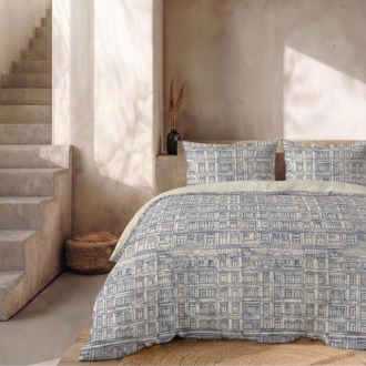 Dekbedovertrek Percale Katoen - Dutch Doors - Eenpersoons (140x200 Cm) - Blauw Percale Katoen - Effen - Presence - Dekbed-Discounter.nl - 140 x 200/220 cm