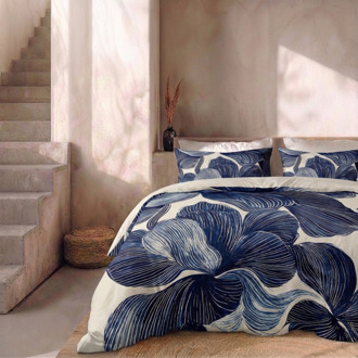 Dekbedovertrek Percale Katoen - Indigo Blend - Lits-Jumeaux XL (260x200 Cm) - Blauw & Wit Percale Katoen - Effen - Presence - Dekbed-Discounter.nl Blauw,Wit - 260 x 200/220 cm
