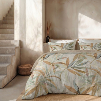 Dekbedovertrek Percale Katoen - Oasis - Lits-Jumeaux (240x220 Cm) - Wit & Meerkleurig Percale Katoen - Effen - Presence - Dekbed-Discounter.nl