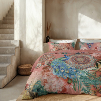 Dekbedovertrek Percale Katoen - Peacock Dream - Eenpersoons (140x200 Cm) - Meerkleurig Percale Katoen - Effen - Presence - Dekbed-Discounter.nl - 140 x 200/220 cm
