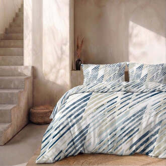 Dekbedovertrek Percale Katoen - Shadow Lines - Lits-Jumeaux (240x220 Cm) - Blauw Percale Katoen - Effen - Presence - Dekbed-Discounter.nl - 240 x 200/220 cm