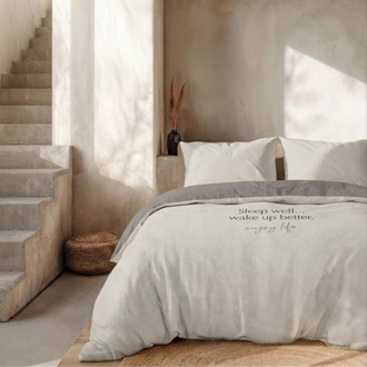 Dekbedovertrek Percale-Katoen - Sleep Well - Lits-Jumeaux (240x220 Cm) - Wit & Grijs Percale Katoen - Effen - Presence - Dekbed-Discounter.nl Wit,Grijs - 240 x 200/220 cm