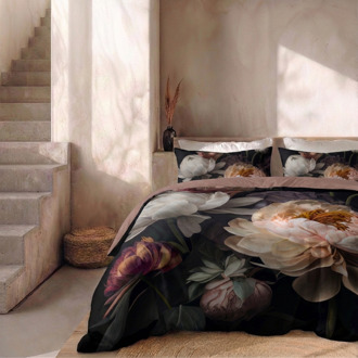 Dekbedovertrek Percale-Katoen - Sofia Red - Tweepersoons (200x200 Cm) - Meerkleurig Percale Katoen - Effen - Presence - Dekbed-Discounter.nl - 200 x 200/220 cm