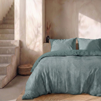 Dekbedovertrek Percale Katoen - Stonewash Green - Lits-Jumeaux (240x220 Cm) - Groen Percale Katoen - Effen - Presence - Dekbed-Discounter.nl - 240 x 200/220 cm