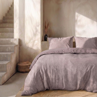 Dekbedovertrek Percale Katoen - Stonewash Rose - Lits-Jumeaux XL (260x200 Cm) - Roze Percale Katoen - Effen - Presence - Dekbed-Discounter.nl