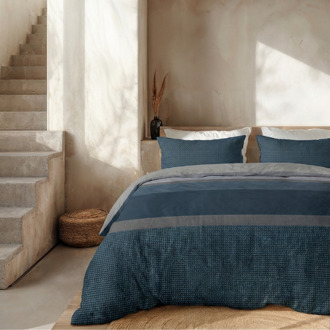 Dekbedovertrek Percale Katoen - Stripe Blue Ties - Eenpersoons (140x200 Cm) - Blauw Percale Katoen - Effen - Presence - Dekbed-Discounter.nl - 140 x 200/220 cm