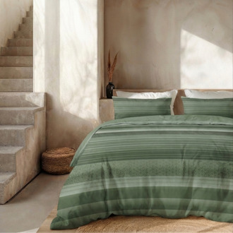 Dekbedovertrek Percale Katoen - Stripe Olive - Tweepersoons (200x200 Cm) - Groen Percale Katoen - Effen - Presence - Dekbed-Discounter.nl - 200 x 200/220 cm