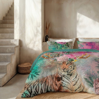 Dekbedovertrek Percale Katoen - Tiger Excotic - Lits-Jumeaux XL (260x200 Cm) - Meerkleurig Percale Katoen - Effen - Presence - Dekbed-Discounter.nl