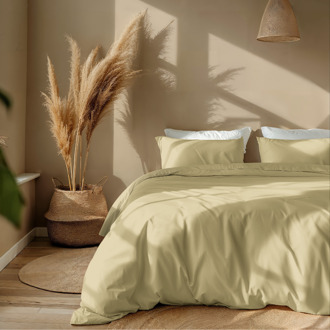 Dekbedovertrek Percale-Katoen - Uni - Licht Geel - Eenpersoons (140x200 Cm) - Geel Percale Katoen Katoen - Effen - Presence - Dekbed-Discounter.nl