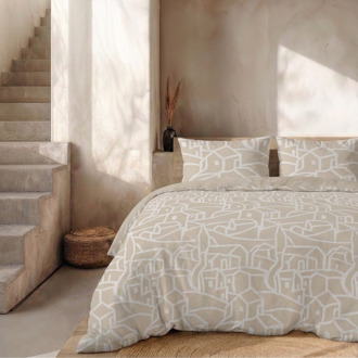 Dekbedovertrek Percale Katoen - Village - Lits-Jumeaux XL (260x200 Cm) - Beige Percale Katoen - Effen - Presence - Dekbed-Discounter.nl - 260 x 200/220 cm