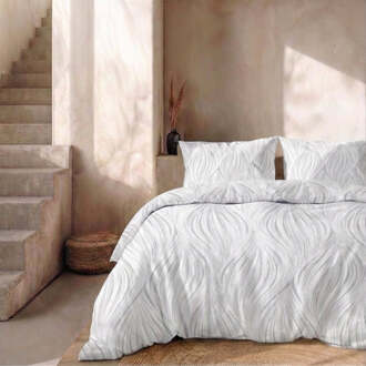 Dekbedovertrek Percale Katoen - Wave Whisper - Eenpersoons (140x200 Cm) - Blauw Percale Katoen - Effen - Presence - Dekbed-Discounter.nl - 140 x 200/220 cm