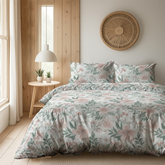 Dekbedovertrek Pink Blossom - Lits-Jumeaux (240x220 Cm) - Meerkleurig Microvezel - - Fresh And Co - Dekbed-Discounter.nl