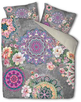 Dekbedovertrek Playful Paradise - Eenpersoons (140x200 cm) - Meerkleurig Polyester-katoen - Dessin: Bloemen, Natuur - Luna Bedding