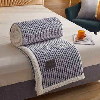 Dekbedovertrek Quilt Coral Fleece Deken Zachte Warme Winter Verdikte Flanellen Lam Fluwelen Plaid Dekens En Gooit 2021New 59 * 78in Gentleman grijs