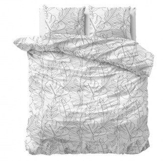 Dekbedovertrek - Simply - Lits-Jumeaux (240x220 Cm) - Wit Microvezel - - Sleeptime Classy - Dekbed-Discounter.nl